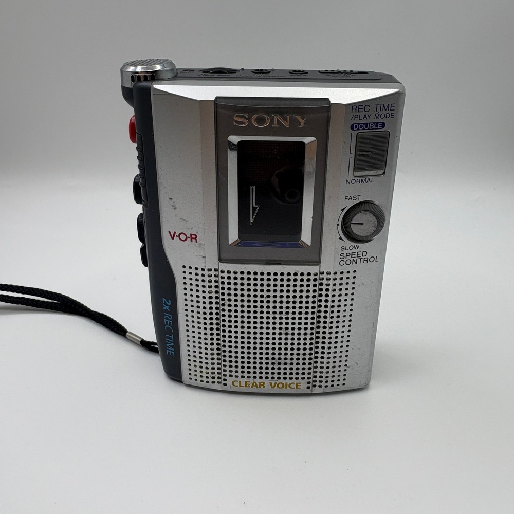 Sony TCM-200DV Handheld Cassette Voice Recorder Clear Voice VOR Silver Black